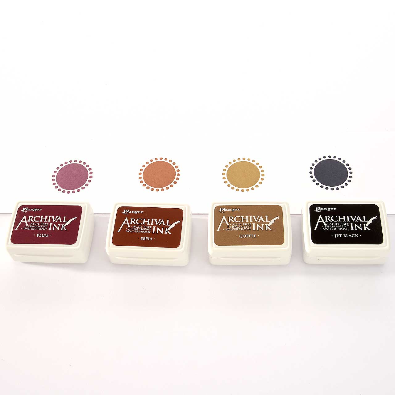 4 Mini-Stempelkissen - Set 2 Pflaume, Sepia, Milchkaffeebraun, Schwarz 4 Mini-Stempelkissen - Set 2 Pflaume, Sepia, Milchkaffeebraun, Schwarz