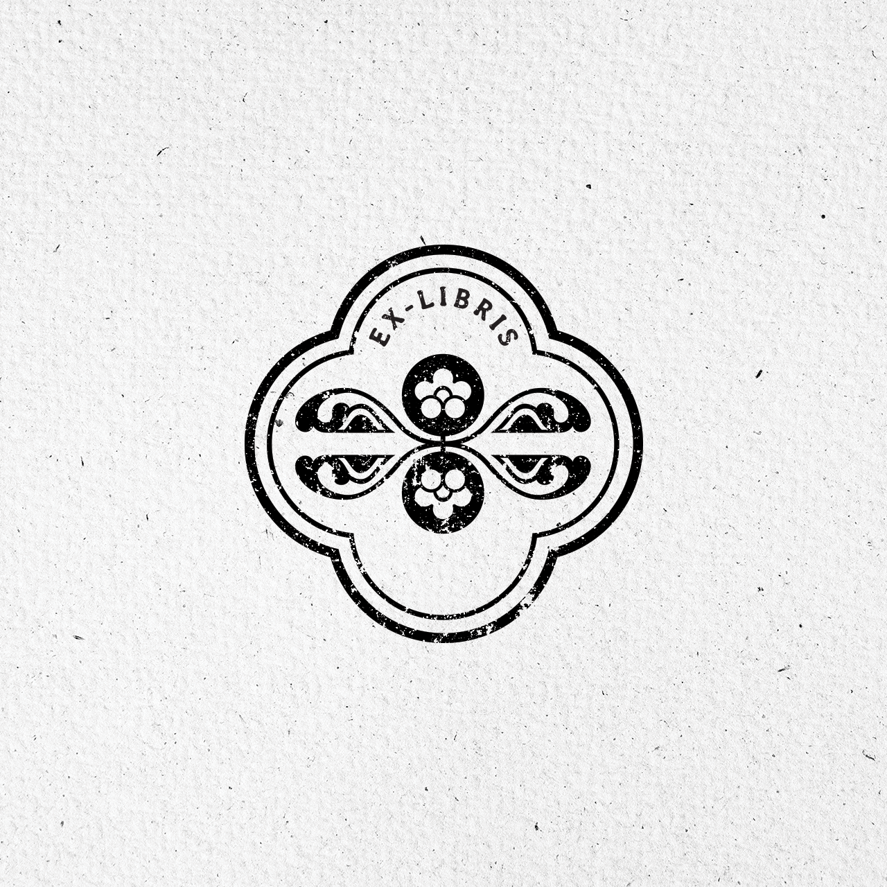 Motivstempel Titel: Igrika ExLibris · Kreisblume gespiegelt
