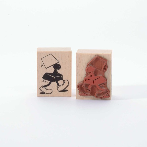 Motivstempel Titel: Stempelmännchen mit Schild