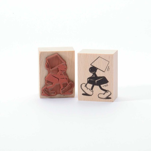 Motivstempel Titel: Stempelmännchen mit Schild andersrum